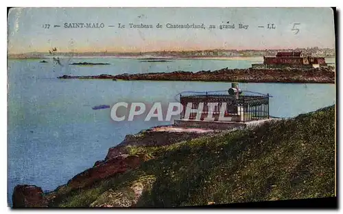 Cartes postales Saint Malo Le Tombeau de Chateaubriand au grand Bey