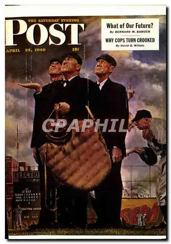 Cartes postales The Saturday Evening Post April 23 1949 Bottom of the Sixth By Norman Rockwell