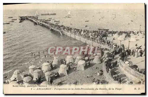 Cartes postales Arcachon Perspective de la Jetee Promenade du Bassn de la Plage