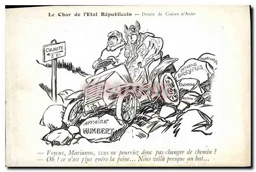 Cartes postales Le Char de l'Etat Republicain Dessin de Caran d'Ache