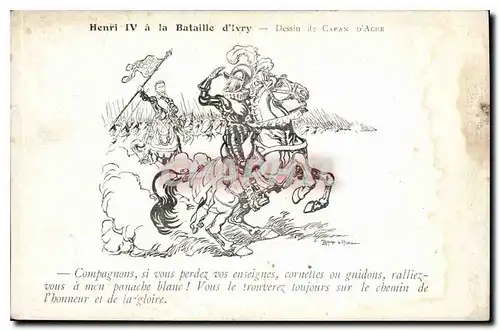 Cartes postales Henri IV a la Bataille d'Ivry Dessin de Caran d'Ache