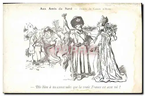 Cartes postales Aux Amis du Nord Dessin de Caran d'Ache