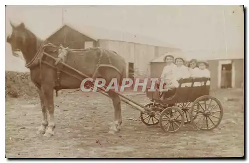 CARTE PHOTO Enfants Caleche