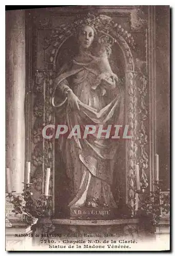 Cartes postales Chapelle ND de la Clarte Statue de la Madone Veneree