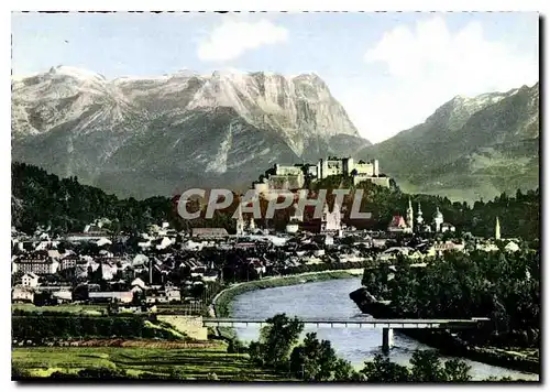 Moderne Karte Salzburg Blick auf die Autobahn dahinter Tennengebirge