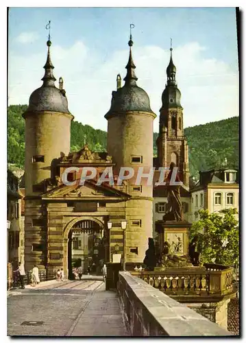 Moderne Karte Heidelberg Das Bruckentor mit Karl Theodor Denkmal