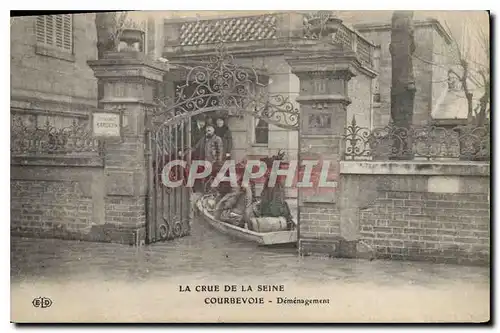 Cartes postales La Crue de la Seine Courbevoie Demenagement