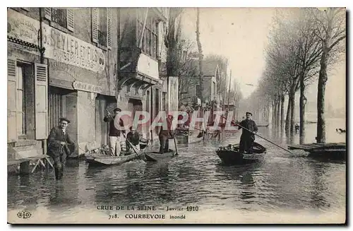 Ansichtskarte AK Crue de la Seine Janvier 1910 Courbevoie Inonde