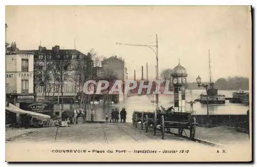 Cartes postales Courbevoie Place du Port Inondations Janvier 1910