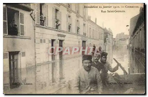 Ansichtskarte AK Inondation 29 janvier 1910 Courbevoie Rue Saint Germaine