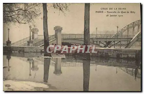 Cartes postales Crue de la Seine Paris Passerelle du Quai de Billy 28 Janvier 1910