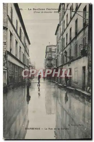 Cartes postales La Banlieue Parisienne inondes Crue de Janvier 1910 Courbevoie La Rue de la Corvee