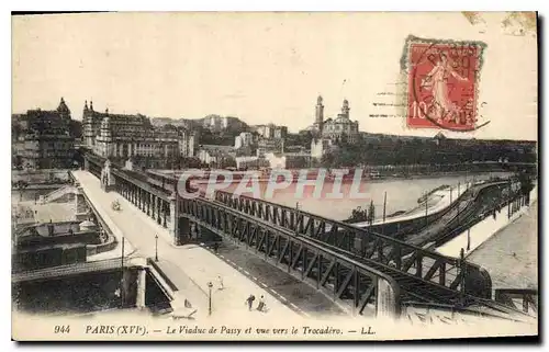 Cartes postales Paris XVI Le Viaduc de Passy et vue vers le Trocadero