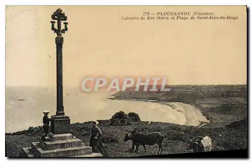 Ansichtskarte AK Plougasnou Finistere Calvaire de ker Maria et Plage de Saint Jean du Doigt