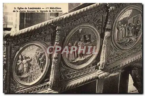 Ansichtskarte AK Eglise de Locronan Medaillons de la chaire donnant la legende de St Ronan
