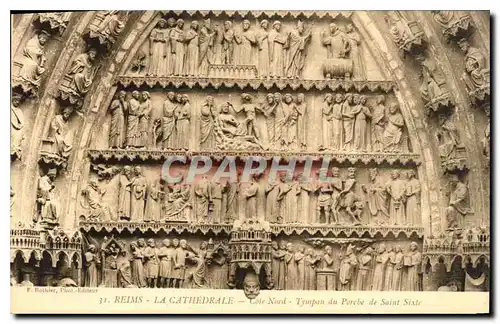 Cartes postales Reims La Cathedrale Cote Nord Tympan du Porche de Saint Sixte