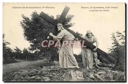 Cartes postales Calvaire de Pontchateau V Station Simon  le Cyreneen aide Jesus a porter sa Croix