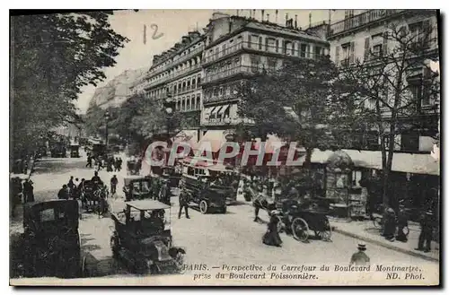 Cartes postales Paris Perspective du Carrefour du Boulevard Montmartre prise du Boulevard Poissonniere