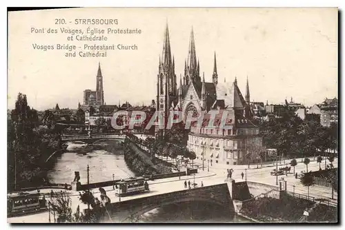 Ansichtskarte AK Strasbourg Pont des Vosges Eglise Protestante et Cathedrale