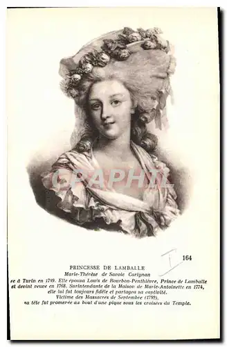 Cartes postales Princesse de Lamballe