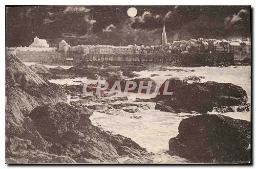 Cartes postales Cote d'Emeraude Saint Malo Effet Lune sur les Remparts