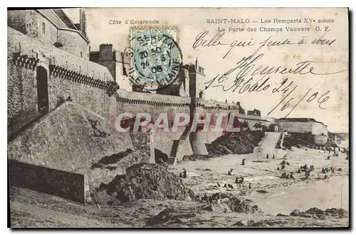 Cartes postales Saint Malo Les Remparts XV siecle La Porte des Champs Vauvers