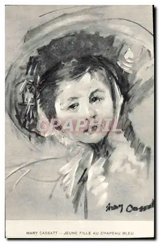 Cartes postales Mary Cassatt Jeune Fille Au Chapeau Bleu