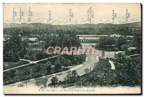 Ansichtskarte AK Pau La Gare et la Chaine des Pyrenees