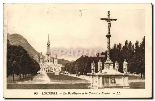 Cartes postales Lourdes La Basilique et le Calvaire Breton