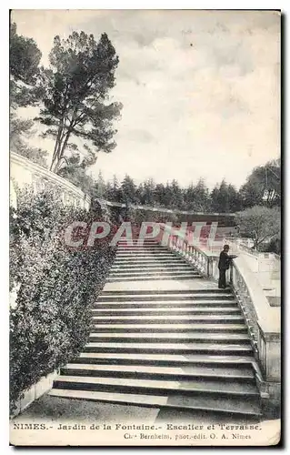 Cartes postales Nimes Jardin de la Fontaine Escalier et Terrasse