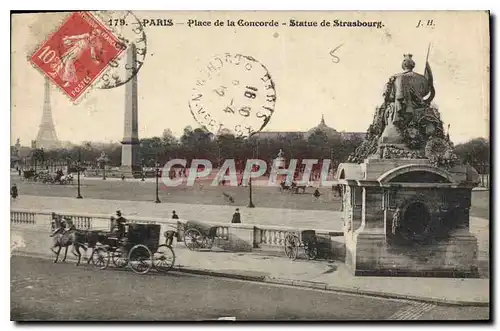 Ansichtskarte AK Paris Place de la Concorde Statue de Strasbourg Tour Eiffel