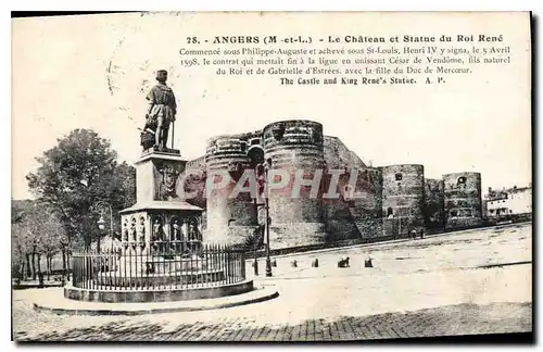 Cartes postales Angers Le Chateau et Statue du Roi Rene