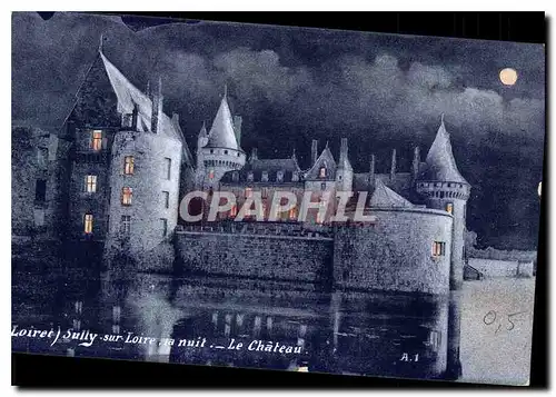 Cartes postales Loiret Sully sur Loire la nuit Le Chateau