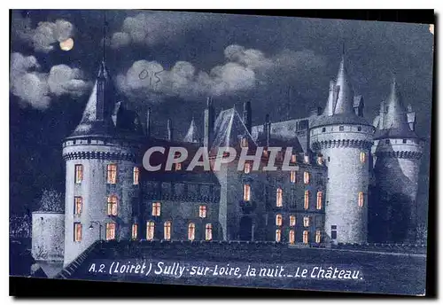 Ansichtskarte AK Loiret Sully sur Loire la nuit Le Chateau