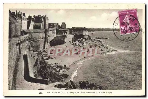 Cartes postales St Malo La Plage de Bon Secours a maree haute