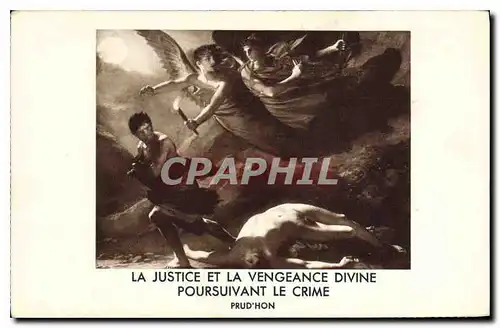 Cartes postales Prud'Hon La Justice et la Vengeance Divine Poursuivant le Crime