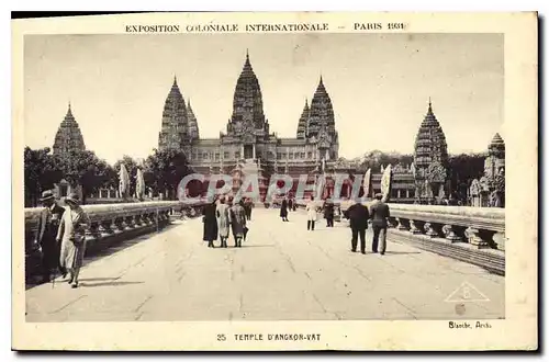 Cartes postales Paris Exposition Coloniale Internationale Temple d'Angkor Vat