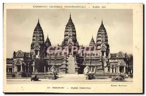 Cartes postales Paris Exposition Coloniale Internationale d'Angkor Vat Facade Principale