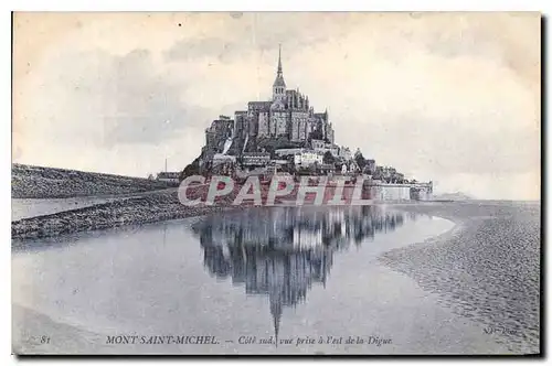 Cartes postales Mont Saint Michel Cote sud vue prise a l'est de la Digue