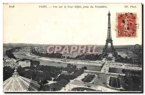 Cartes postales Paris Vue sur la Tour Eiffel prise du Trocadero