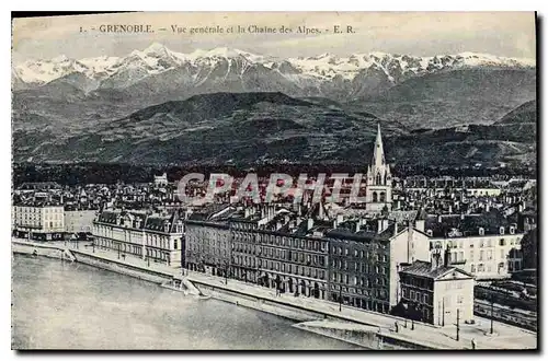 Cartes postales Grenoble Vue generale et la Chaine des Alpes