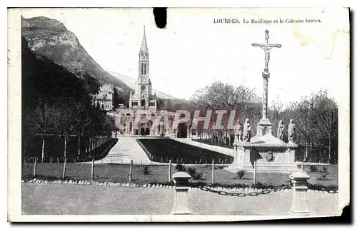 Ansichtskarte AK Lourdes La Basilique et le Calvaire breton