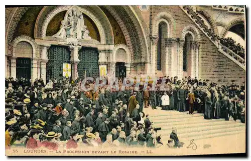 Cartes postales Lourdes La Procession devant le Rosaire