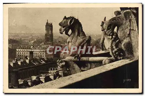 Ansichtskarte AK Paris En Flanant Notre Dame de Paris A gauche des Chimeres la Tour St Jacques et le Sacre Coeur