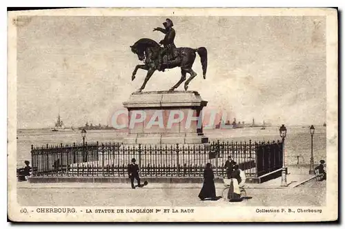 Cartes postales Cherbourg La Statue de Napoleon Ier et la Rade