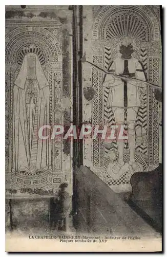 Cartes postales La Chapelle Rainsouin (Mayenne) Interieur de l'Eglise Plaque tombales du XVIe