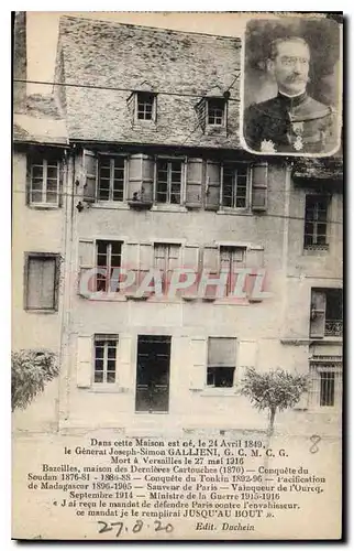 Cartes postales Dans cette Maison est ne le 24 Avril 1849 le General Joseph Simon Gallieni