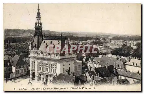 Cartes postales Sens Vue sur le Quartier Madagascar et l'Hotel de Ville