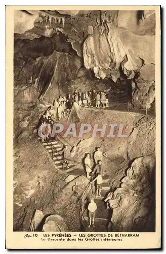 Cartes postales Les Pyrenees Les Grottes de Betharram La Descente dans les Grottes inferieures