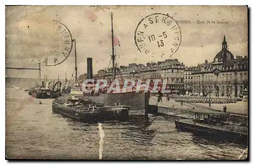 Cartes postales Rouen Quai de la Bourse Bateau